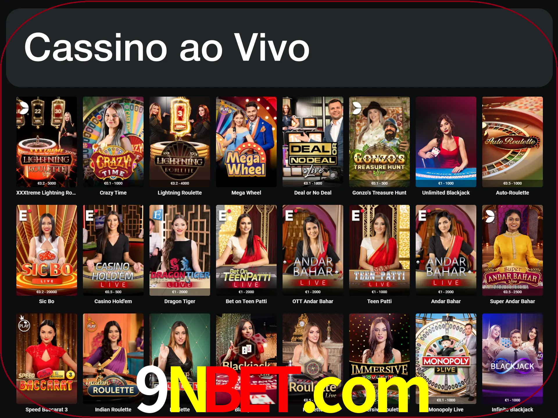 Jogue jogos de cassino com um verdadeiro dealer.